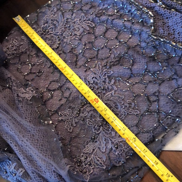 🎊Jovani Crystal bead embellished lace lined mermaid racer open mesh gown + bag - Picture 16 of 16